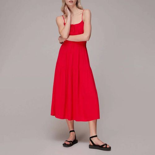 Red Gracie Smocked Midi Dress - WHISTLES - Modalova