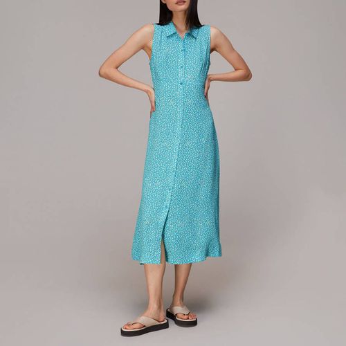 Blue Floral Sleeveless Shirt Dress - WHISTLES - Modalova