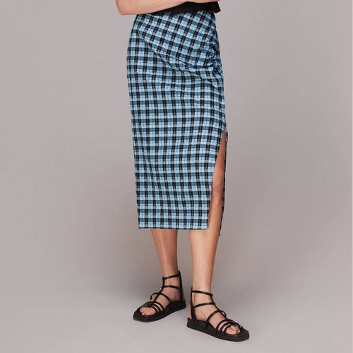 Blue Gingham Ruched Midi Skirt - WHISTLES - Modalova