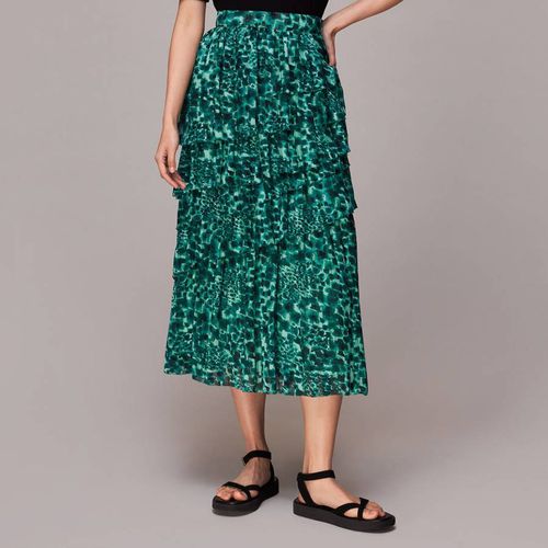 Green Watercolour Tiered Midi Skirt - WHISTLES - Modalova