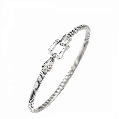 Silver Textured Bangle - Stephen Oliver - Modalova