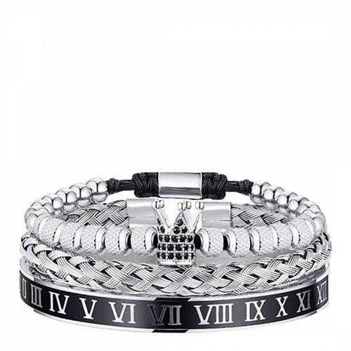 Silver & Black Bracelet Set - Stephen Oliver - Modalova