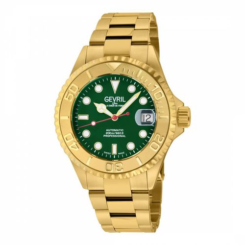 Men's Gold/Green Wall Street Sellita Swiss Watch 39mm - Gevril - Modalova