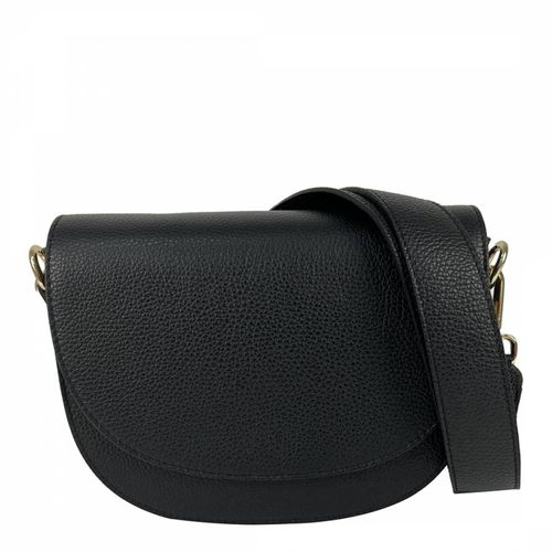 Black Leather Bag With Rounded Flap - Bella Blanco - Modalova