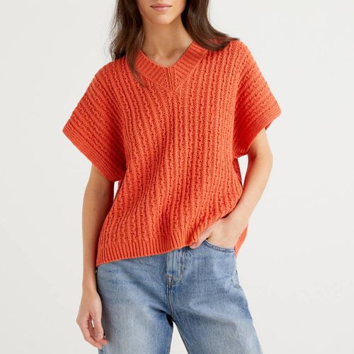 Orange V-Neck Knitted Jumper - United Colors of Benetton - Modalova