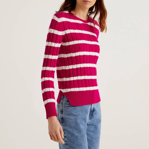 Fuchsia Cable Knit Cotton Jumper - United Colors of Benetton - Modalova