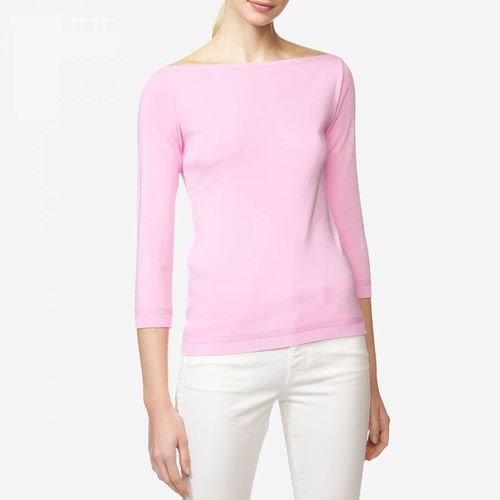 Pink Boat Neck Cotton Top - United Colors of Benetton - Modalova