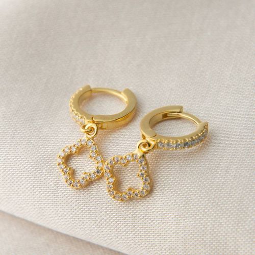 Gold Flower Hoop Earrings - Elika - Modalova