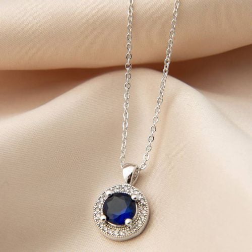 Sapphire Blue Round Pendant Necklace - Elika - Modalova