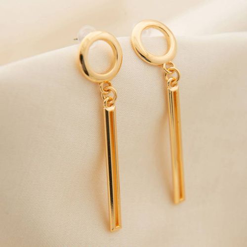 Yellow Gold Hanging Earrings - Elika - Modalova