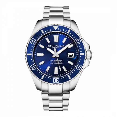 Men's /Blue Depthmaster Quartz Diver Watch 42mm - Stuhrling - Modalova