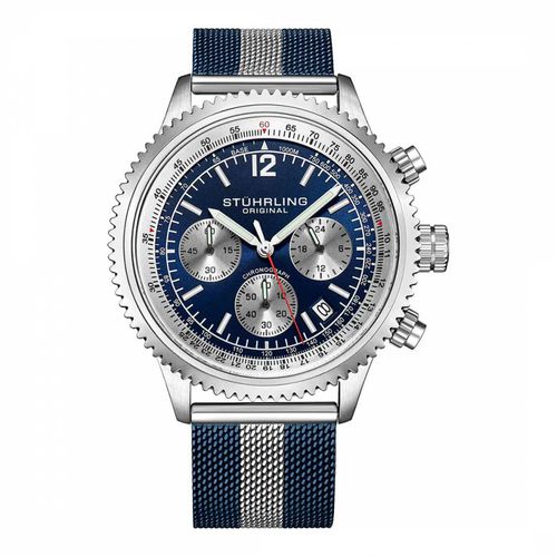Men's Blue/ Striped Monaco Chrono Watch 44mm - Stuhrling - Modalova