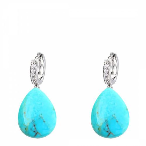 Silver Turquoise Pear Drop Earrings - Liv Oliver - Modalova