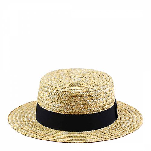Tan Straw Hat With Black Band - Laycuna London - Modalova