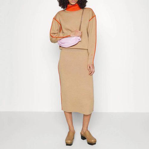 Camel Contrast Trim Jumper Dress - Victoria Beckham - Modalova