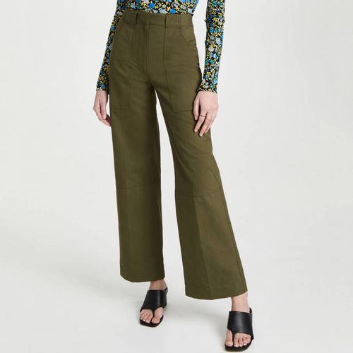 Khaki Utility Detail Relaxed Cotton Trousers - Victoria Beckham - Modalova