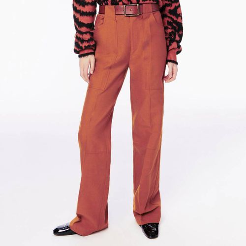 Burnt Orange Utility Detail Relaxed Cotton Trousers - Victoria Beckham - Modalova