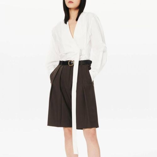 White V Neck Wrap Shirt Top - Victoria Beckham - Modalova