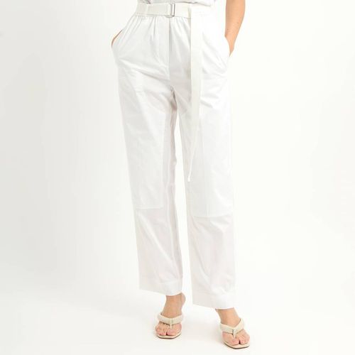 White Straight Leg Cotton Trousers - Victoria Beckham - Modalova