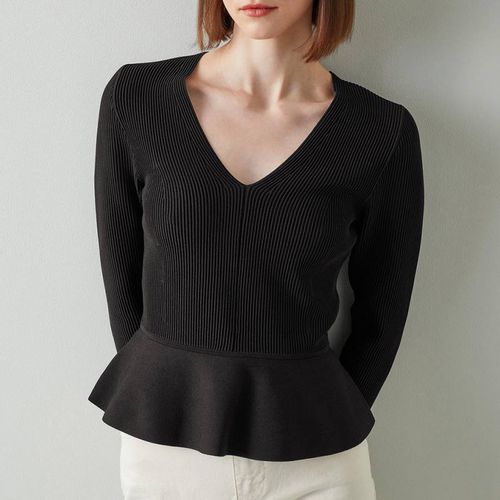 Black Louise Peplum Knitted Top - L K Bennett - Modalova