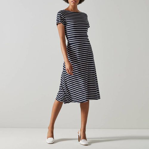 Navy/Cream Quinn Cotton Striped Midi Dress - L K Bennett - Modalova