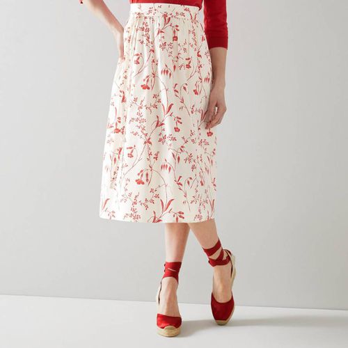 Cream Callie Cotton Floral Skirt - L K Bennett - Modalova