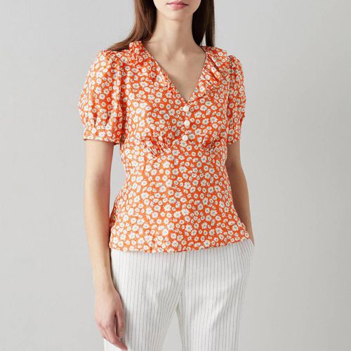 Tomato Red Julien Woven Silk Top - L K Bennett - Modalova