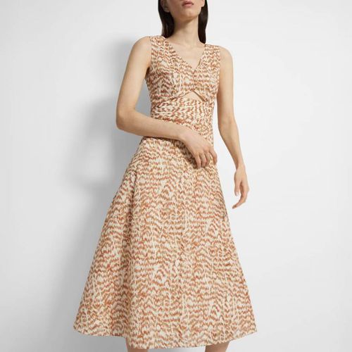 Rust Printed Cut-Out Midi Dress - Theory - Modalova