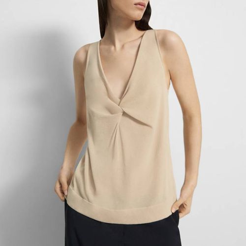 Beige Twist Front Cotton Blend Tank Top - Theory - Modalova