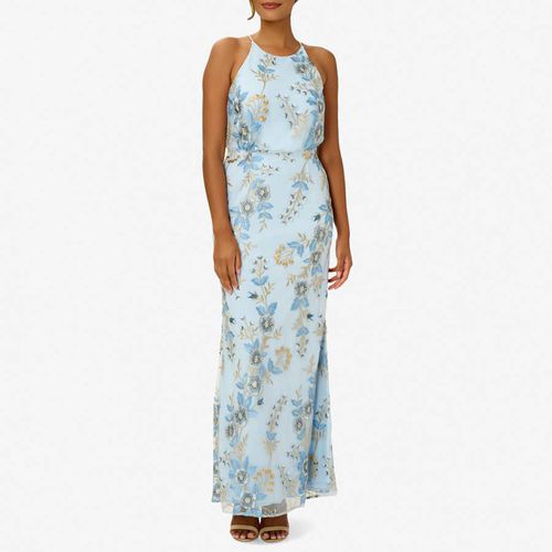 Blue Floral Embroidered Gown - Adrianna Papell - Modalova