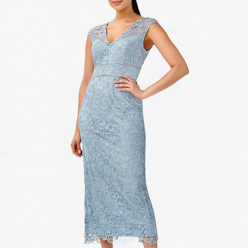 Blue Lace Mini Dress - Adrianna Papell - Modalova