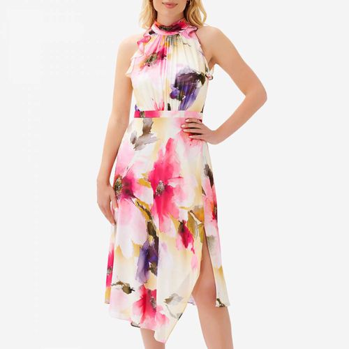 Pink Floral Print Chiffon Halter Dress - Adrianna Papell - Modalova