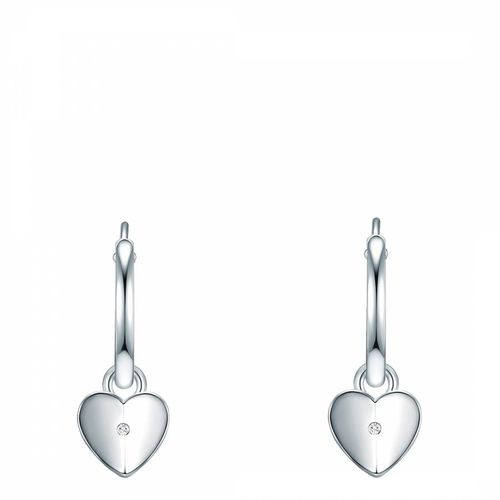 Silver Hoop Drop Heart Earrings - Lindenhoff - Modalova