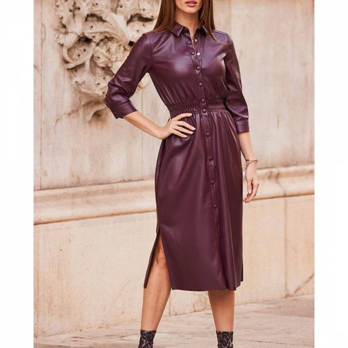 Faux Leather Knee Length Shirt Dress, SOSANDAR