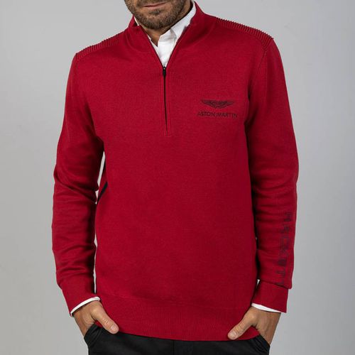 Red Amr Half Zip Cotton Jumper - Hackett London - Modalova