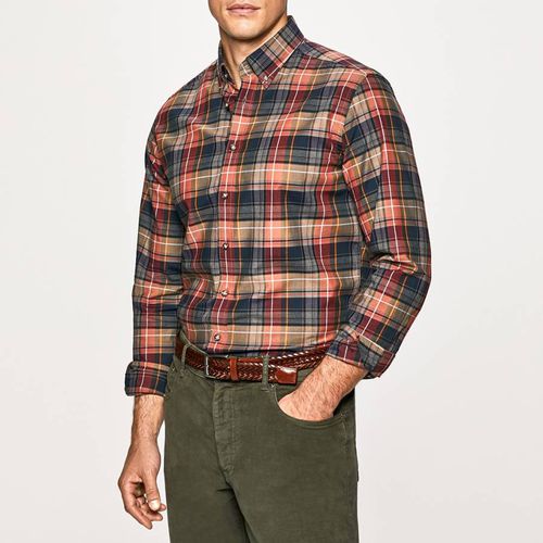 Brown Check Print Cotton Shirt - Hackett London - Modalova