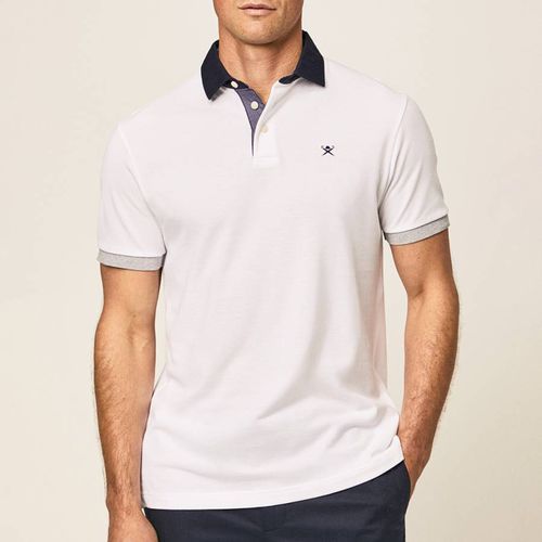 White Embroidered Cotton Polo Shirt - Hackett London - Modalova