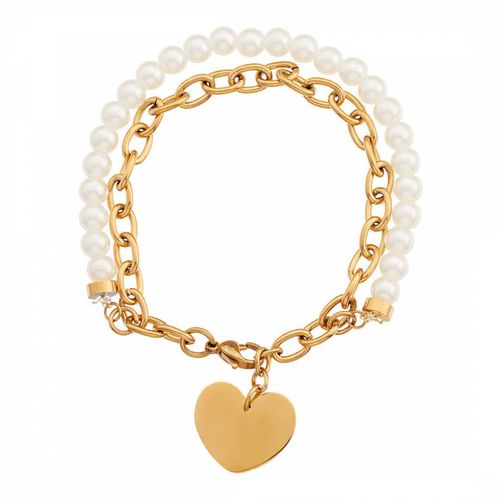 K Gold Love Charm Pearl Bracelet - Chloe Collection by Liv Oliver - Modalova