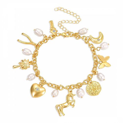 K Gold Happy Pearl Charm Bracelet - Liv Oliver - Modalova