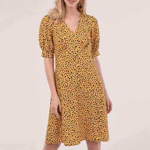 Yellow Puff Sleeve V-Neck Dress - Closet - Modalova