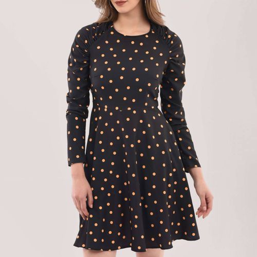 Black Polka Dot Gathered Shoulder Dress - Closet - Modalova