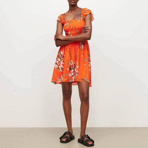 Orange Mali Floral Midi Dress - AllSaints - Modalova
