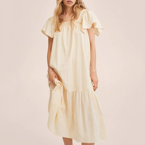 Off White Embroidered Cotton Dress - Mango - Modalova