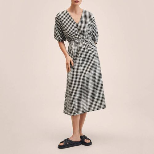 Black Gingham Check Cotton Dress - Mango - Modalova