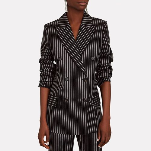 Black Wool Blend Striped Double Breasted Jacket - Victoria Beckham - Modalova