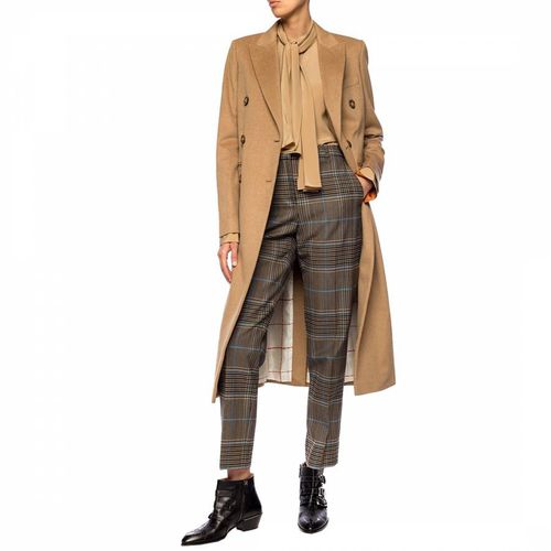 Camel Wool Double Breasted Coat - Victoria Beckham - Modalova