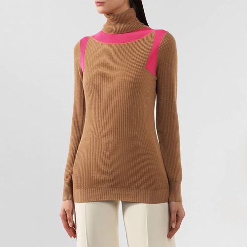 Brown Cashmere High Neck Rib Jumper - Victoria Beckham - Modalova