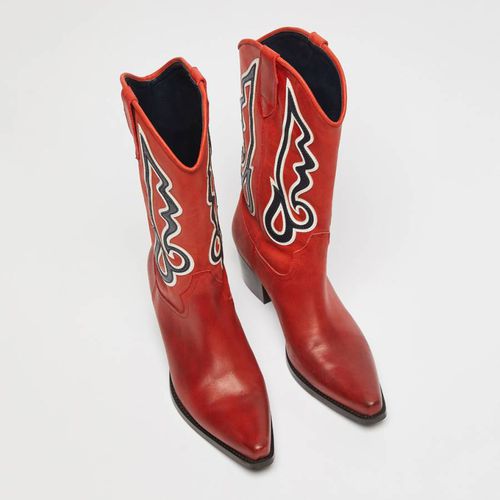 Red Cowboy Leather Boot - Max&Co. - Modalova