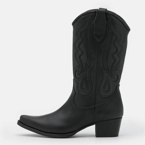 Black Leather Folk Ankle Boots - Max&Co. - Modalova