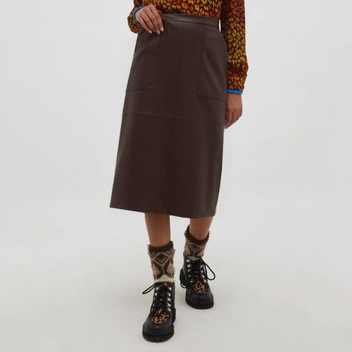 Brown Crema Pleather Midi Skirt - Max&Co. - Modalova